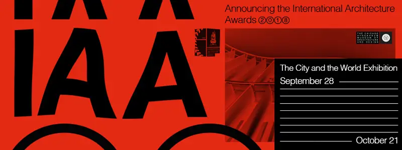 Plakat zur Ausstellung The City and the World Exhibition des International Architecture Award
